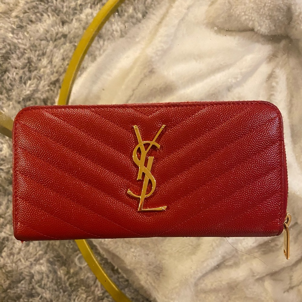 Authentic Yves Saint Laurent Red wallet